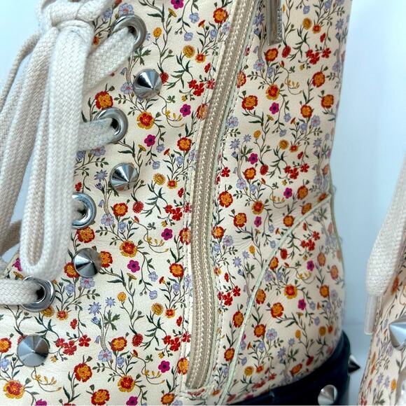 Schutz Andrea Lace Up Studded Floral Combat Boots - Picture 6 of 15